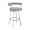 Armen Living Nolagam Swivel Bar Stool in Brushed Stainless Steel with Light Gray Faux Leather 840254335677 - alternate 1